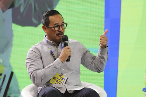 Chief Revenue Officer 88rising Mike Chuthakieo menyampaikan paparan saat IP.Expo Indonesia di Jakarta, Selasa (21/1/2025). Foto: Jamal Ramadhan/kumparan