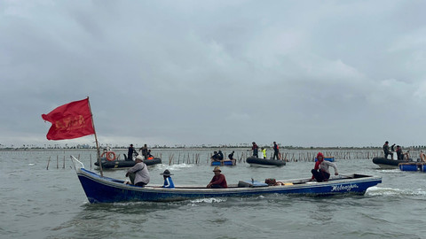 Kondisi Pagar Laut Tangerang, Banten, Rabu (22/1/2025).  Foto: Rayyan Farhansyah/kumparan