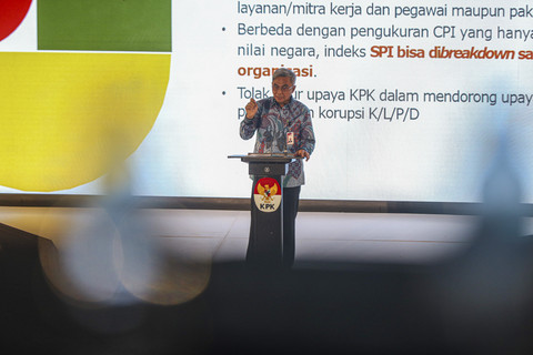 Ketua KPK Setyo Budiyanto menyampaikan sambutan saat meluncurkan hasil Survei Penilaian Integritas (SPI) tahun 2024 di Gedung Juang KPK, Jakarta, Rabu (22/1/2025). Foto: Iqbal Firdaus/kumparan