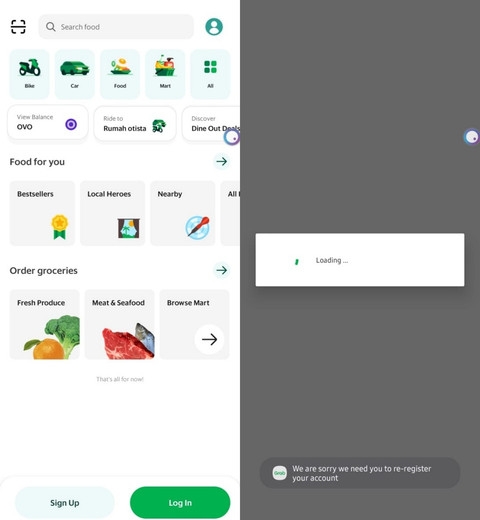 Aplikasi Grab logout massal. Foto: Dok. Istimewa