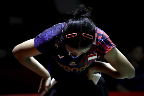 Pebulu tangkis tunggal putri Indonesia Gregoria Marsika Tunjung bertanding melawan tunggal putri Taiwan pad... </div>
<div class=