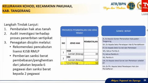 Tindak lanjut Kementerian ATR/BPN soal kasus pagar laut di Tangerang. Foto: Dok. ss youtube tv parlemene
