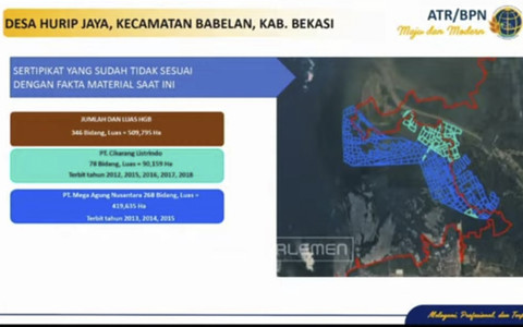 Wilayah laut yang terdapat sertifikat di kawasan pagar laut di Bekasi. Foto: Youtube/ TVR Parlemen
