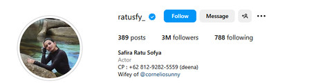 Bio Instagram Ratu Sofya
