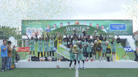 Tim All-Stars Kudus menjadi kampiun di ajang MilkLife Soccer Challenge All-Stars yang berlangsung di Supersoccer Arena, Rendeng, Kudus pada 24-26 Januari 2025. Foto: Dok. MilkLife Soccer