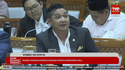 Anggota DPR Komisi VIII DPR RI Pasha Ungu memberikan paparan saat mengikuti rapat dengan kepala badan penyelenggaraan Haji di Kompleks Parlemen, Senayan, Jakarta, Selasa (5/2/2025). Foto: Youtube/ TVR Parlemen