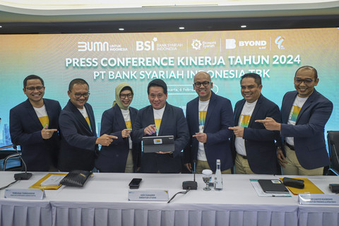 Suasana konferensi pers PT Bank Syariah Indonesia Tbk (BSI) terkait Kinerja Kuartal IV Tahun 2024, Kamis (6/2/2025). Foto: Iqbal Firdaus/kumparan