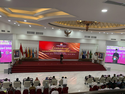 Suasana launching indeks partisipasi Pemilu tahun 2024 di Ruang Sidang kantor KPU, Jakarta, Senin (10/2/2025). Foto: Luthfi Humam/kumparan