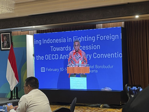 Ketua KPK Setyo Budiyanto memberikan sambutan dalam Acara Pembukaan Workshop and Technical Discussion OECD di Hotel Borobudur, Jakarta Pusat, Senin (10/2/2025). Foto: Alya Zahra/kumparan 