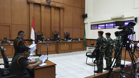 Sidang kasus penembakan bos rental di Pengadilan Militer Jakarta, Senin (10/2/2025). Foto: Jonathan Devin/kumparan