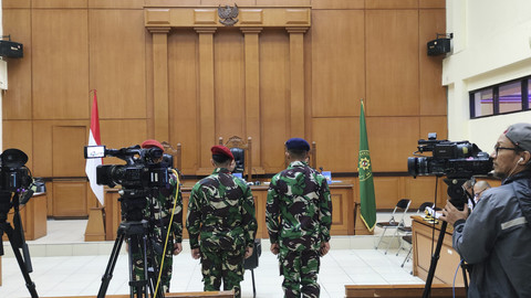 Sidang kasus penembakan bos rental di Pengadilan Militer Jakarta, Senin (10/2/2025). Foto: Jonathan Devin/kumparan