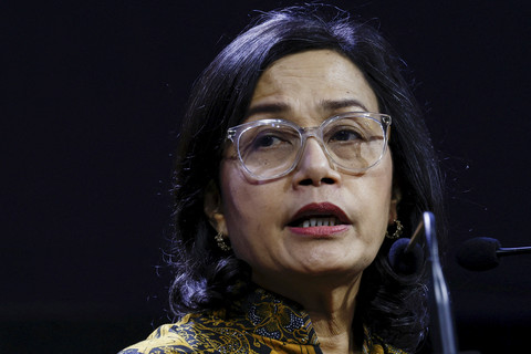 Menteri Keuangan Sri Mulyani dalam acara Mandiri Investment Forum 2025 di Hotel Fairmont Jakarta, Selasa (11/2/2025). Foto: Willy Kurniawan/Reuters