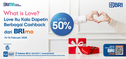 Promo cashback sampai 50 persen spesial Valentine dari BRImo. Foto: Dok. BRI