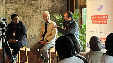 Pendiri Yayasan Nananu (Nalar, Naruni, Nurani) Ganjar Pranowo dalam acara soft launching Taman Cerita di Kopikina, Jakarta Selatan, Sabtu (15/2). Foto: Alya Zahra/kumparan