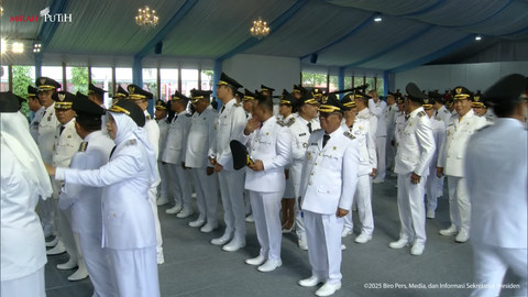 Suasana pelantikan Kepala Daerah di Istana Kepresidenan, Jakarta, Kamis (20/2/2025).   Foto: Youtube/Sekretariat Presiden