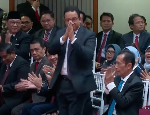 Anies Baswedan di acara Sertijab Gubernur-Wakil Gubernur Jakarta, Kamis (20/2/2024). Dok: YouTube Pemprov DKI Jakarta