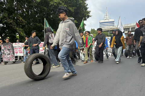 Unjuk rasa BEM se-Makassar. Foto: kumparan