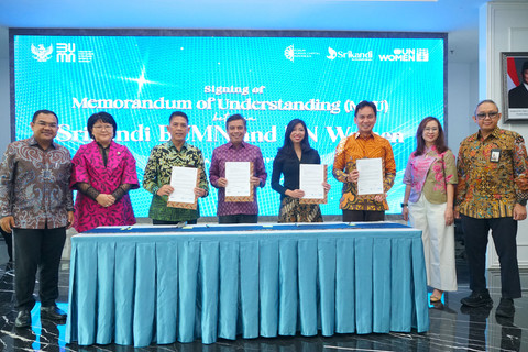 Penandatanganan nota kesepahaman atau MoU antara UN Women dan Srikandi BUMN, Rabu (19/2/2025). Foto: Dok. UN Women