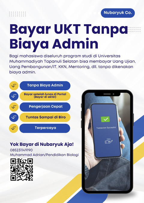 Poster yang digunakan dua mahasiswa di Padangsidimpuan untuk tipu seratusan temannya dengan modus bayar UKT tanpa ribet.  Foto: Istimewa