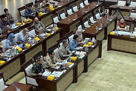 Ketua Dewan Komisioner Otoritas Jasa Keuangan (OJK) Mahendra Siregar dan Wakil Ketua Dewan Komisioner OJK, Mirza Adityaswara saat rapat kerja bersama komisi XI DPR RI, Senin (24/2/2025). Foto: Ghifari/kumparan