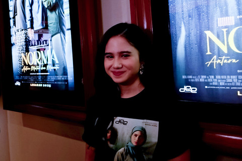 Tissa Biani dalam konferensi pers Film NORMA: Antara Mertua dan Menantu, Rabu (26/2/2025).   Foto: Giovanni/kumparan