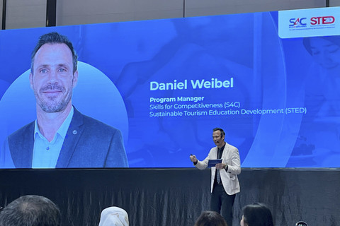 Project Manager S4C & STED Daniel Weibel dalam Forum Skills in Action: Advancing Competitiveness yang digelar di Menara Danareksa, Jakarta, Kamis (27/2/2025). Foto: Tiara Hasna/kumparan