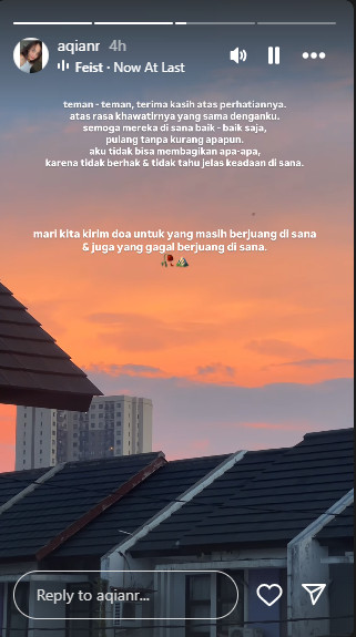 Istri Fiersa Besari unggah IG Story soal sang suami. 