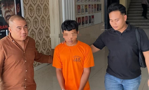 Pelaku penganiayaan yang berhasil ditangkap. | Foto: Sinta Yuliana/Lampung Geh