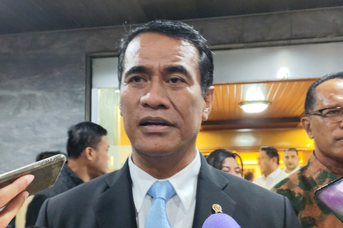 Mentan Amran Sulaiman di Kantor DPR MPR RI Senayan, Jakarta, Selasa (11/3/2025). Foto: Widya Islamiati/kumparan