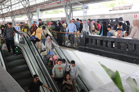 Penumpang kereta menjelang mudik lebaran. Foto: KAI