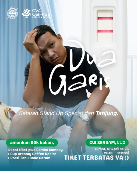 Komedian Pontianak, Tanjung akan mengggelar special show tunggal bertajuk 'Dua Garis' di CW Coffee Serdam pada Jumat, 18 April 2025 mendatang. Foto: Dok. Istimewa