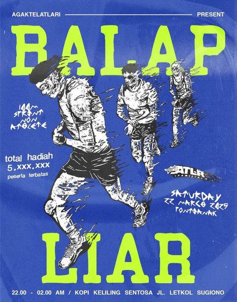 Pamflet Balap Lari yang digelar oleh ATLR dan Kopi Keliling Sentosa. Foto : Dok. Instagram @agak_telat_lari