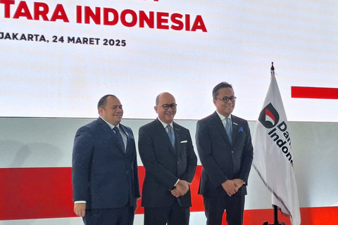 Konferensi pers perkembangan kelembagaan Danantara di Graha CIMB Niaga, Jakarta Selatan pada Senin (24/3/2025). Foto: Argya D. Maheswara/kumparan 
