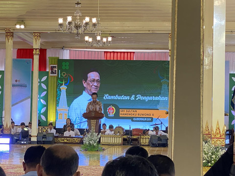 Gubernur DIY HB X saat memberikan sambutan. Foto: Resti Damayanti/Pandangan Jogja