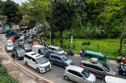 Pemudik melintasi jalur Nagreg, Kabupaten Bandung, Jawa Barat, Sabtu (29/3/2025). Foto: ANTARA FOTO/Raisan Al Farisi