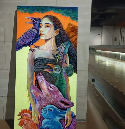 Karya lukis 'Animal Whisperer' milik Budi Bi. Foto: Dok. pribadi