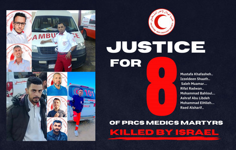8 kru Bulan Sabit Merah Palestina yang tewas ditembaki Israel di Gaza pada 23 Maret 2025. Foto: X/@PRCS