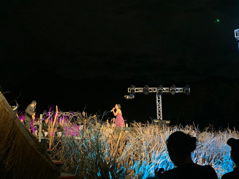 Penyanyi Andien secara khusus membawakan tribute untuk mendiang Titiek Puspa saat manggung di International Golo Mori Jazz di Golo Mori Convention Centre, Labuan Bajo, NTT, pada Sabtu (12/4).  Foto: Vincentius Mario/kumparan