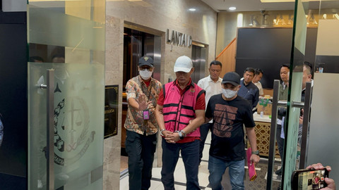 Ketua PN Jaksel, Muhammad Arif Nuryanta ditangkap Kejagung RI, Sabtu (13/4). Foto: Abid Raihan/kumparan