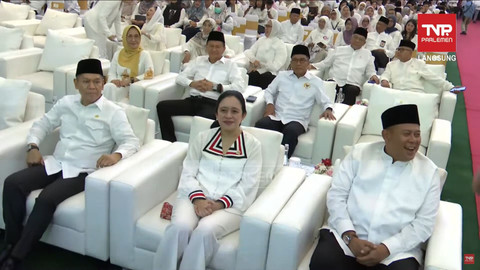 Ketua DPR RI, Puan Maharani pada acara Halalbihalal di Rumah Parlemen, Senin (14/4/2025). Foto: YouTube/ TVR Parlemen