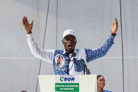 Pemimpin militer Gabon sekaligus calon presiden Brice Oligui Nguema. Foto: NAO MUKADI / AFP