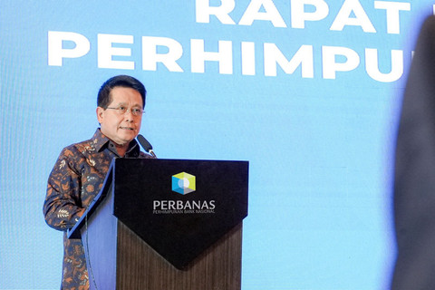 Direktur Utama BRI, Hery Gunardi saat memberikan sambutan setelah terpilih menjadi Ketua Umum Perhimpunan Bank Nasional (PERBANAS) untuk periode 2024–2028 pada Rapat Umum Anggota PERBANAS di Jakarta, Senin (14/4/2025). Foto: Dok. BRI