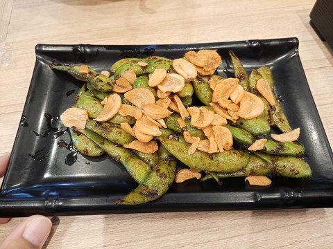 Edamame garlic.