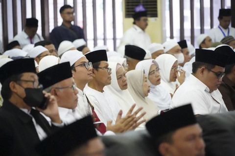 Peserta yang hadir dalam Bimbingan Manasik Haji Nasional 1446H/2025M pada Sabtu (19/4/2025). Foto: Dok. Kemenag