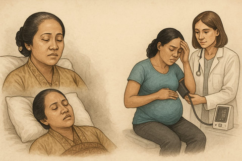 Ilustrasi Kartini dan Perempuan Preeklamsi. Sumber: Pribadi