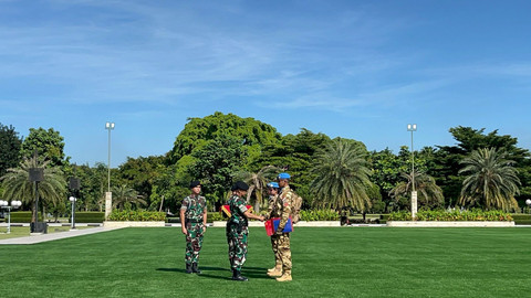 Upacara Penyambutan Satgas Kontingen Garuda TNI Unifil 2024 di Mabes TNI, Jakarta Timur, Kamis (24/4). Foto: Rayyan Farhansyah/kumparan