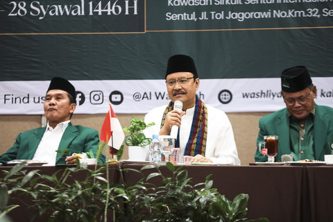 Menteri Sosial RI Saifullah Yusuf (Gus Ipul)  dalam pembukaan Rapat Kerja Nasional dan Rapat Pimpinan Nasional Jamaah Al Jam'iyatul Washliyah di Sentul, Bogor, Sabtu (26/4/2025). Foto: Dok. Kemensos
