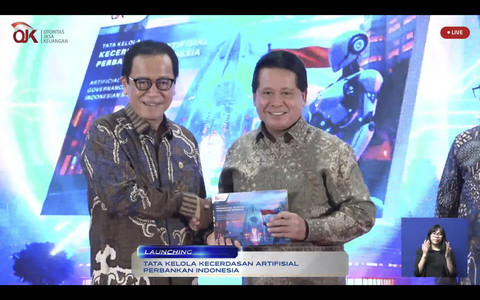 OJK meluncurkan Pedoman Tata Kelola Kecerdasan Artifisial Perbankan Indonesia, Selasa (29/4/2025).   Foto: Dok. Istimewa