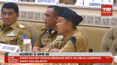 Suasana Raker dan RDP Komisi II DPR RI bersama Mendagri dan sejumlah Gubernur serta Walikota, Selasa (29/4/2025). Foto: YouTube/ TVR Parlemen