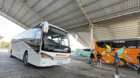 Uji coba bus listrik Antar Kota Antar Provinsi (AKAP) antara Kalista dan PO Efisiensi. Foto: Dok. Efisiensi